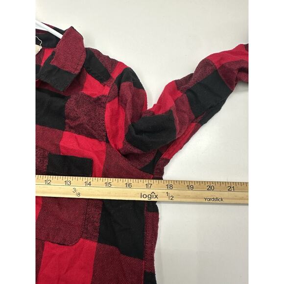 Hollister Womens Button Up Shirt Size XS Flannel Black Red Plaid Long Sleeve - Picture 7 of 10